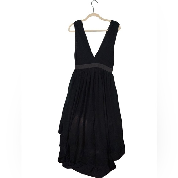 SANDRO PARIS Black Deep V Neck Sleeveless high low dress Sz. Medium - Picture 13 of 16